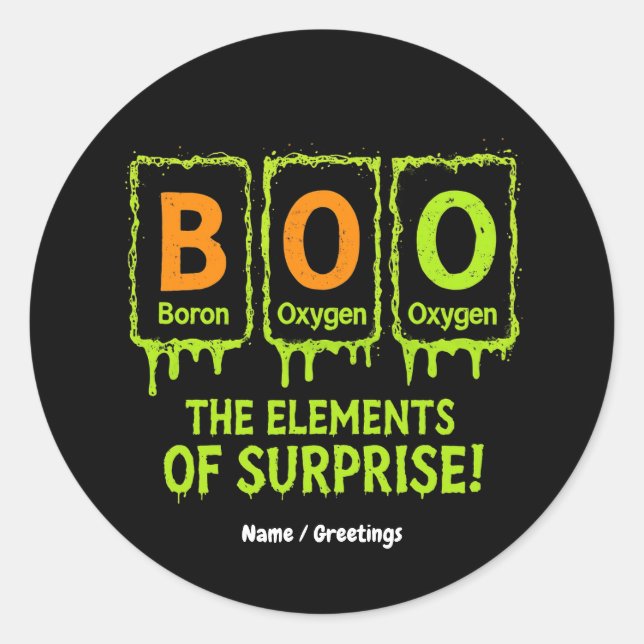 Funny Halloween Boo Elements Science Surprise Gift Classic Round Sticker (Front)
