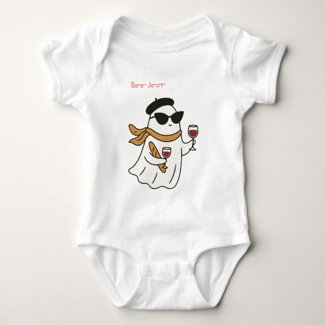 Funny Halloween Boo Jour Trick or Treat Baby Bodysuit (Front)