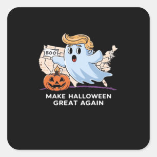 Funny Halloween Boo, Pumpkin Trumpkin, Make Hallow Square Sticker