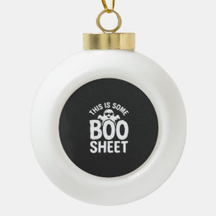 Funny Halloween Boo Sheet Ghost Design_1 Ceramic Ball Christmas Ornament