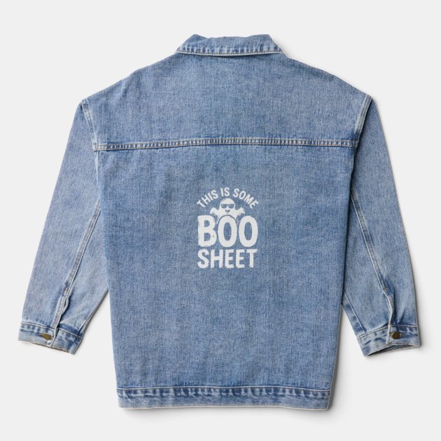Funny Halloween Boo Sheet Ghost Design_1 Denim Jacket (Back)