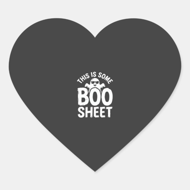 Funny Halloween Boo Sheet Ghost Design_1 Heart Sticker (Front)