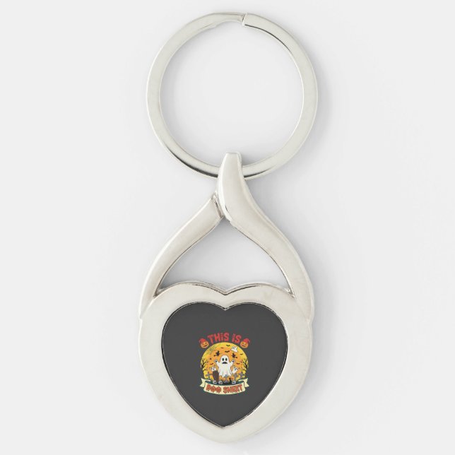Funny Halloween Boo Sheet Ghost Graveyard Key Ring (Front)