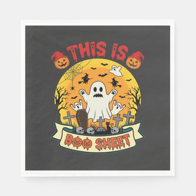 Funny Halloween Boo Sheet Ghost Graveyard Napkin (Front)