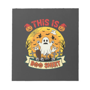 Funny Halloween Boo Sheet Ghost Graveyard Notepad