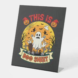 Funny Halloween Boo Sheet Ghost Graveyard Pedestal Sign