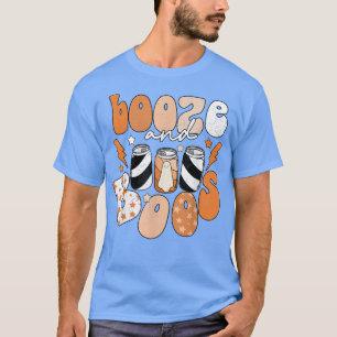 Funny Halloween Booze And Boos Ghost Booze Drinker T-Shirt