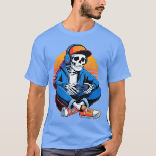 Funny Halloween Boys Men Skeleton Video Gaming Gam T-Shirt