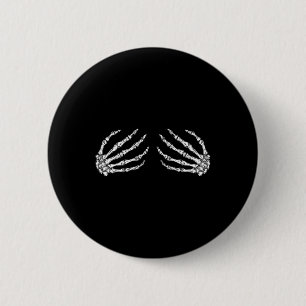 Funny Halloween Breast Costume Fun Skeleton Hands  6 Cm Round Badge