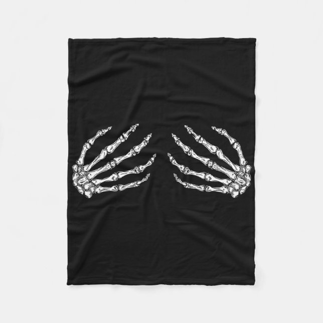 Funny Halloween Breast Costume Fun Skeleton Hands  Fleece Blanket (Front)