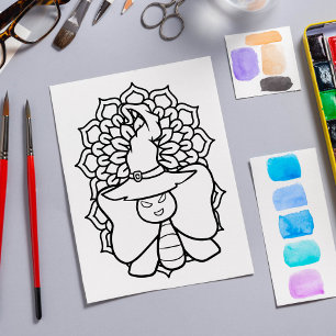 Funny Halloween Butterfly Colouring Page Poster