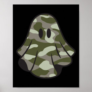 Funny Halloween Camouflage Camo Ghost Hello Huntin Poster