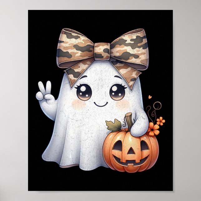 Funny Halloween Camouflage Camo Ghost Hello Huntin Poster (Front)