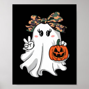 Funny Halloween Camouflage Camo Ghost Hello Huntin Poster