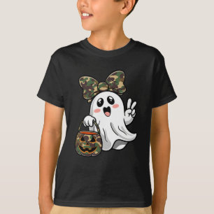 Funny Halloween Camouflage Camo Ghost Hello Huntin T-Shirt