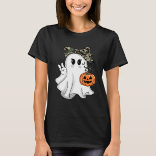 Funny Halloween Camouflage Camo Ghost Hello Huntin T-Shirt