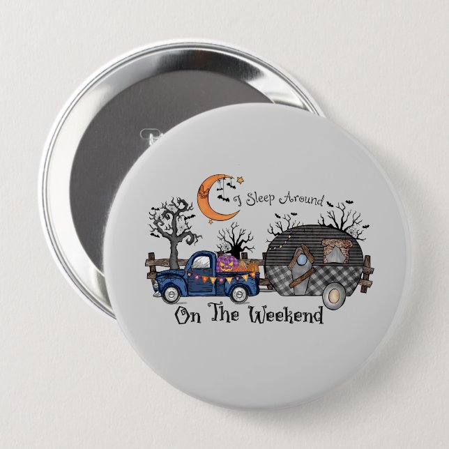 Funny Halloween Camping 10 Cm Round Badge (Front & Back)