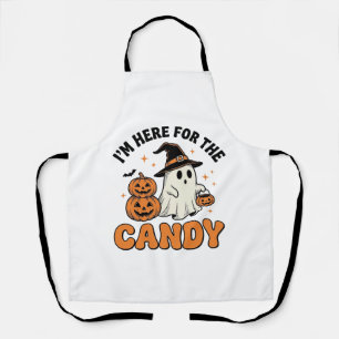Funny Halloween Candy Ghost Pumpkin Vintage Design Apron