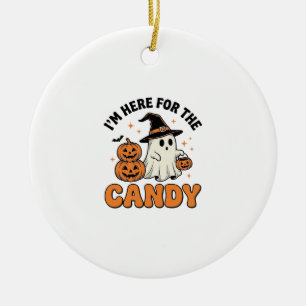 Funny Halloween Candy Ghost Pumpkin Vintage Design Ceramic Tree Decoration