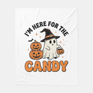 Funny Halloween Candy Ghost Pumpkin Vintage Design Fleece Blanket