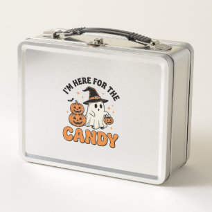 Funny Halloween Candy Ghost Pumpkin Vintage Design Metal Lunch Box