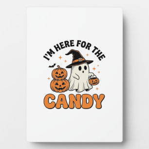 Funny Halloween Candy Ghost Pumpkin Vintage Design Plaque