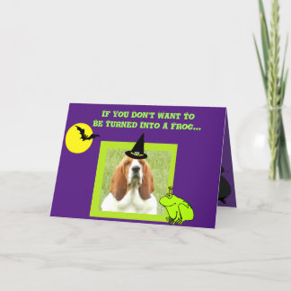 Funny Halloween Card w/Basset Witch & Caldron