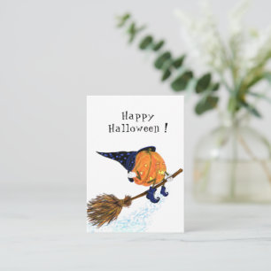 Funny Halloween Card Witch Pumpkin Flying