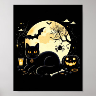 Funny Halloween Cat Costume Pumpkin Cat Black Cat Poster