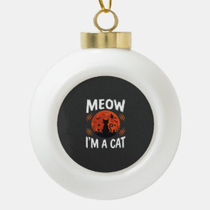 Funny Halloween Cat Moon Silhouette Graphic Ceramic Ball Christmas Ornament