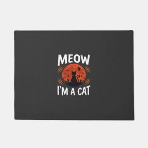 Funny Halloween Cat Moon Silhouette Graphic Doormat