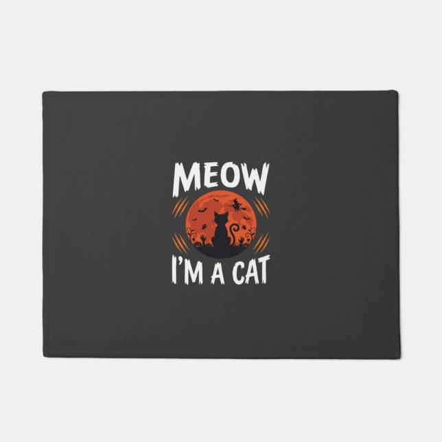 Funny Halloween Cat Moon Silhouette Graphic Doormat (Front)