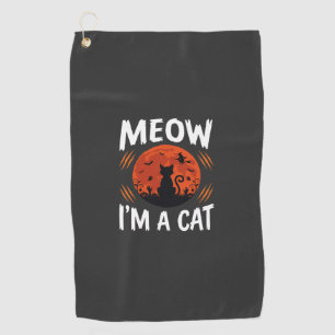 Funny Halloween Cat Moon Silhouette Graphic Golf Towel