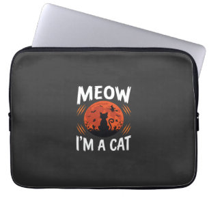 Funny Halloween Cat Moon Silhouette Graphic Laptop Sleeve