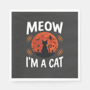 Funny Halloween Cat Moon Silhouette Graphic Napkin