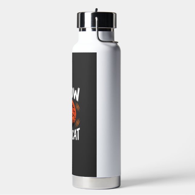 Funny Halloween Cat Moon Silhouette Graphic Water Bottle (Left)