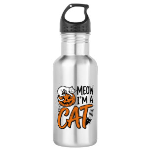 Funny Halloween Cat Pumpkin Typography Shirt Desig 532 Ml Water Bottle