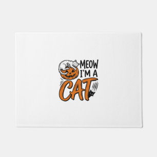 Funny Halloween Cat Pumpkin Typography Shirt Desig Doormat