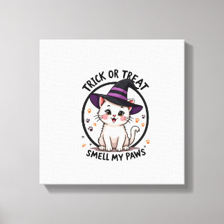 Funny Halloween Cat Shirt - Cute Trick or Treat Gi Canvas Print