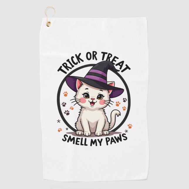 Funny Halloween Cat Shirt - Cute Trick or Treat Gi Golf Towel (Front)
