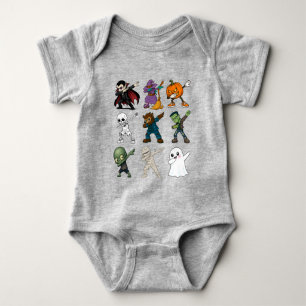 Funny Halloween Characters Dabbing Baby Bodysuit