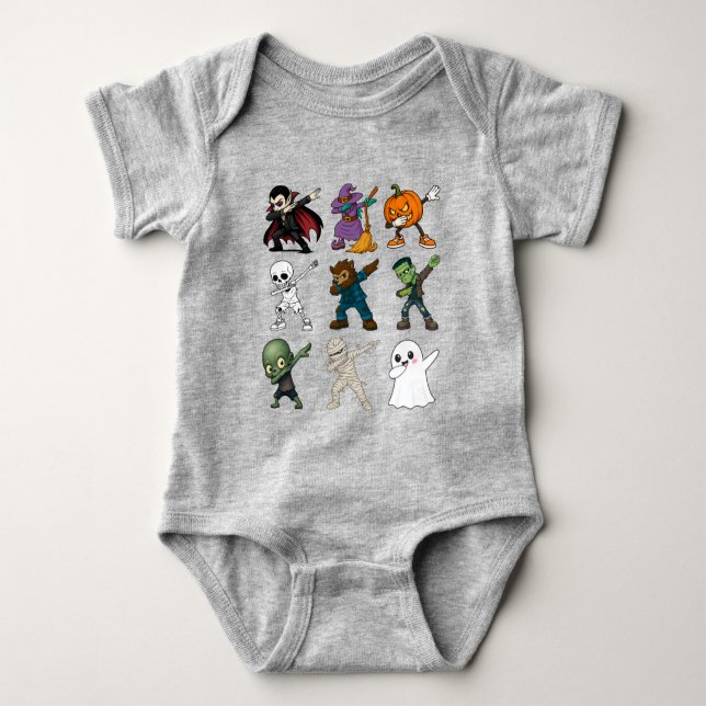 Funny Halloween Characters Dabbing Baby Bodysuit (Front)