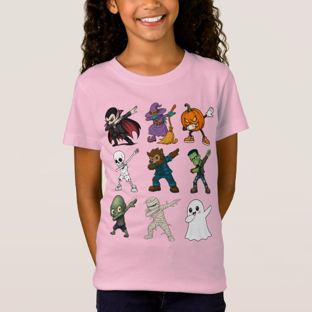 Funny Halloween Characters Dabbing T-Shirt (Front)