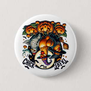 Funny Halloween Chick Or Treat Pumpkin Spooky Seas 6 Cm Round Badge