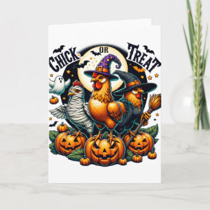 Funny Halloween Chick Or Treat Pumpkin Spooky Seas Card