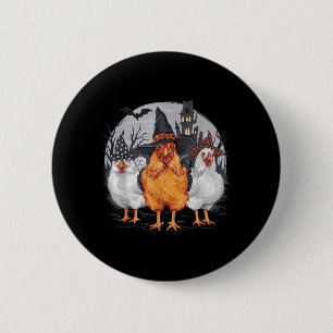 Funny Halloween Chickens Witch Spooky Season 6 Cm Round Badge