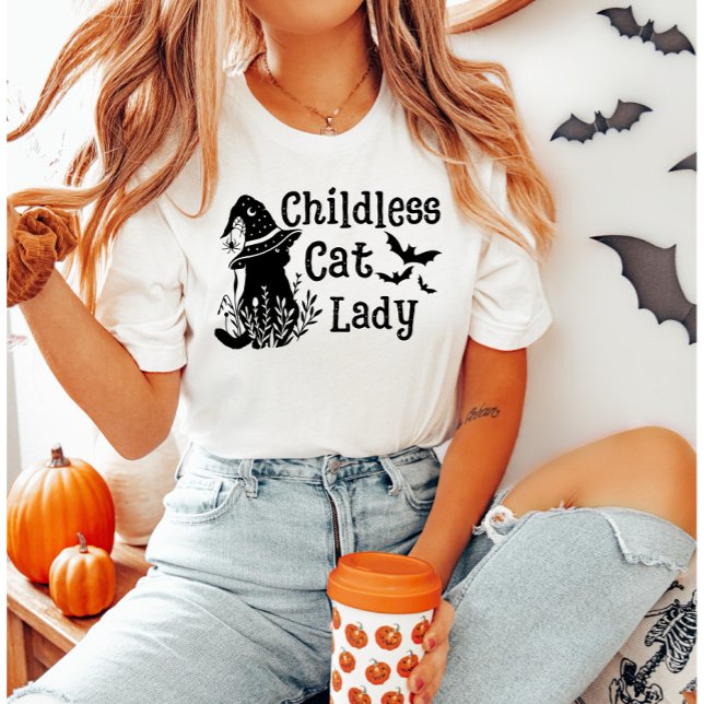 Funny Halloween Childless Cat Lady  T-Shirt (Creator Uploaded)