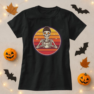 Funny Halloween Coffee Tee; Caffeinated Skeleton T-Shirt