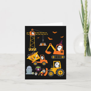 Funny Halloween Construction Trucks Pumpkin Toddle Card