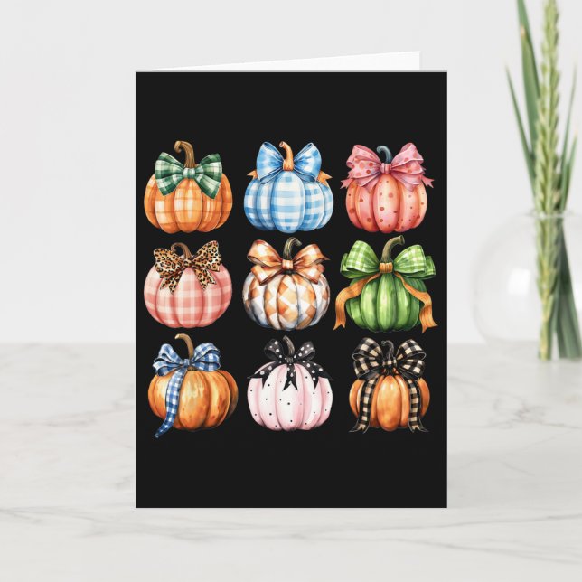 Funny Halloween Coquette Bow Pumpkin Autumn Thanks Card (Front)